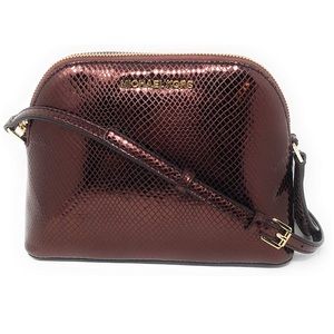 Michael Kors Adele Leather Medium Dome Merlot